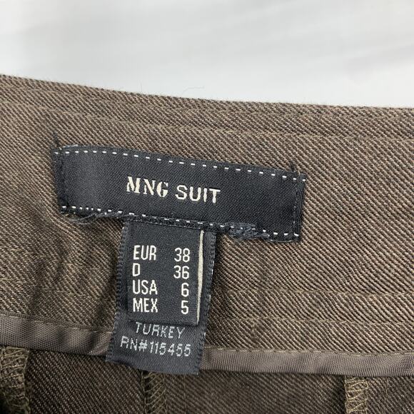 MNG Mango Suit Trouser Dress Pants Womens Size 6 Brown Straight Leg - Picture 5 of 5